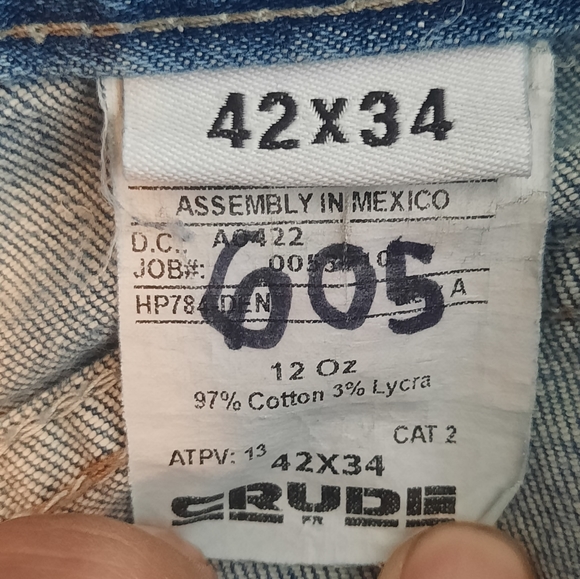 Crude FR Straight Leg Mens Jeans Cat 2 2112 Sz 42x34 Light Wash H&P Drilling - Picture 6 of 6